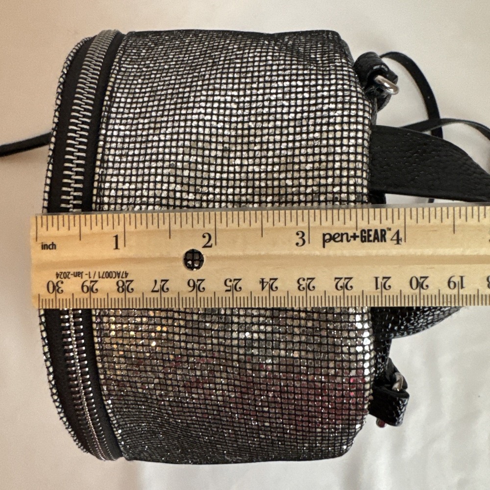 Victorias Secret Silver Sparkle Small City Backpack Purse Bag Studded W/Pockets - Picture 10 of 12
